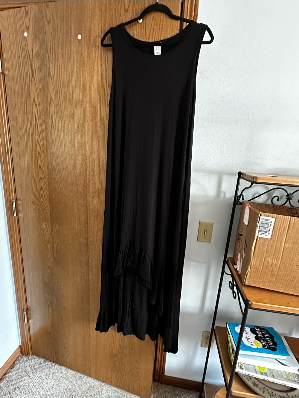 HEIMISH USA Black Sleeveless Maxi Dress with Ruffle Hem